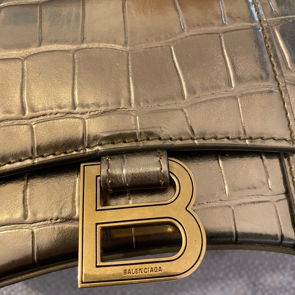 Balenciaga Hourglass Top Handle Bag Crocodile Embossed Leather XS Missing Strap. - Picture 5 of 15